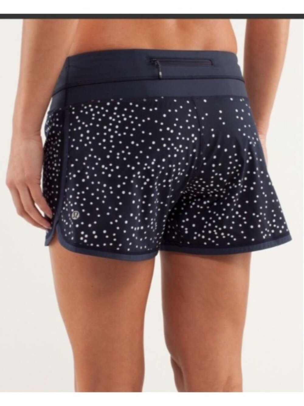 Lululemon Athletic Women's Polka Dot Running Shorts Size 4 Navy Blue Lightweight